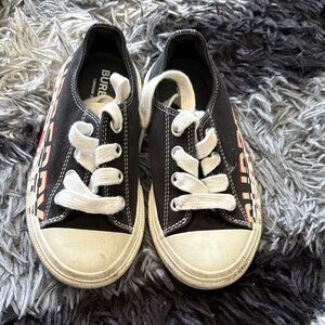 Burberry Kids Black and White Sneakers with Red Accents